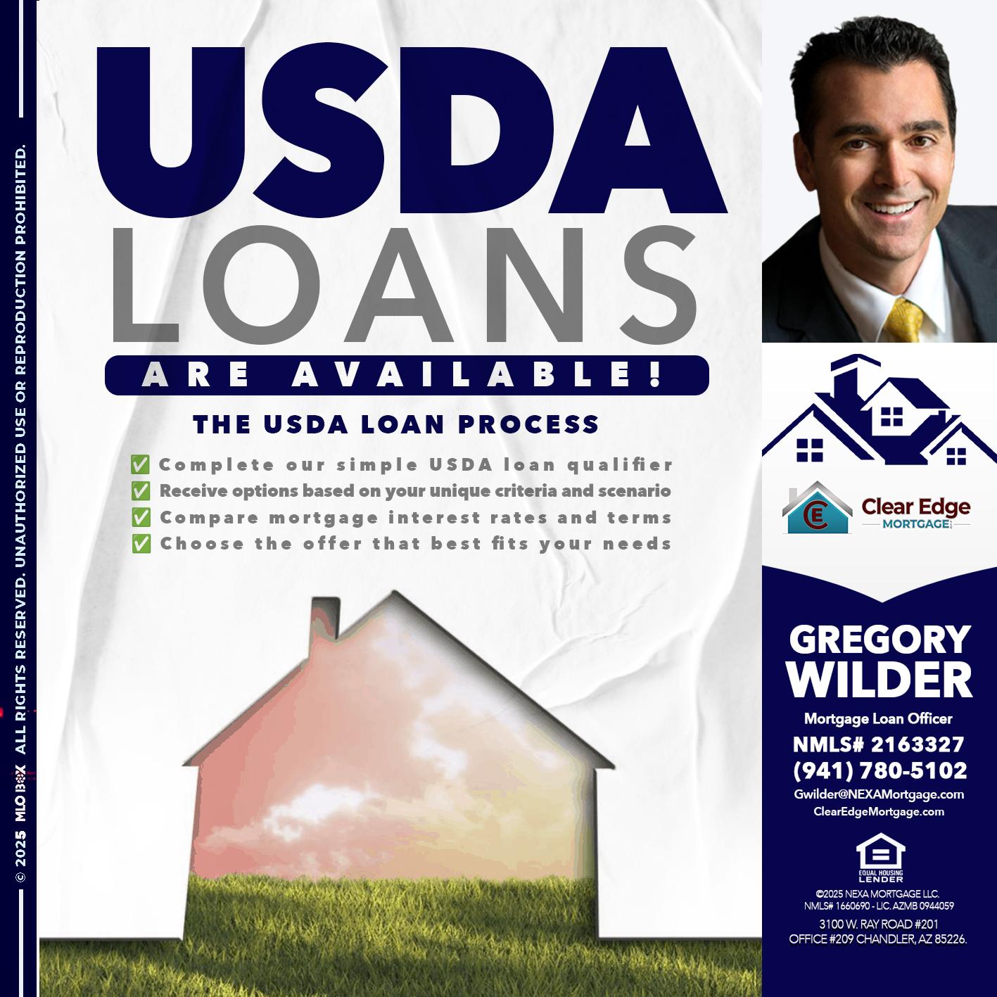 USDA LOANS - Gregory Wilder -Mortgage Loan Officer