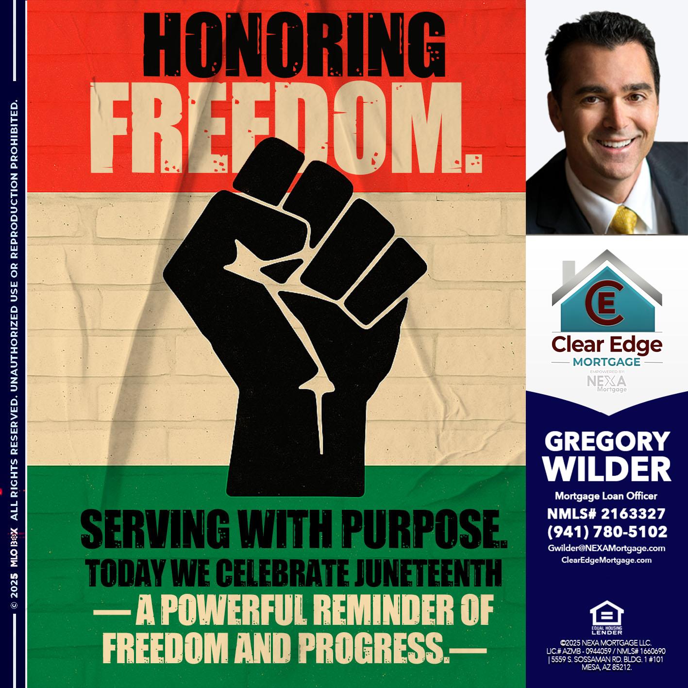HONORING FREEDOM - Gregory Wilder -Mortgage Loan Officer