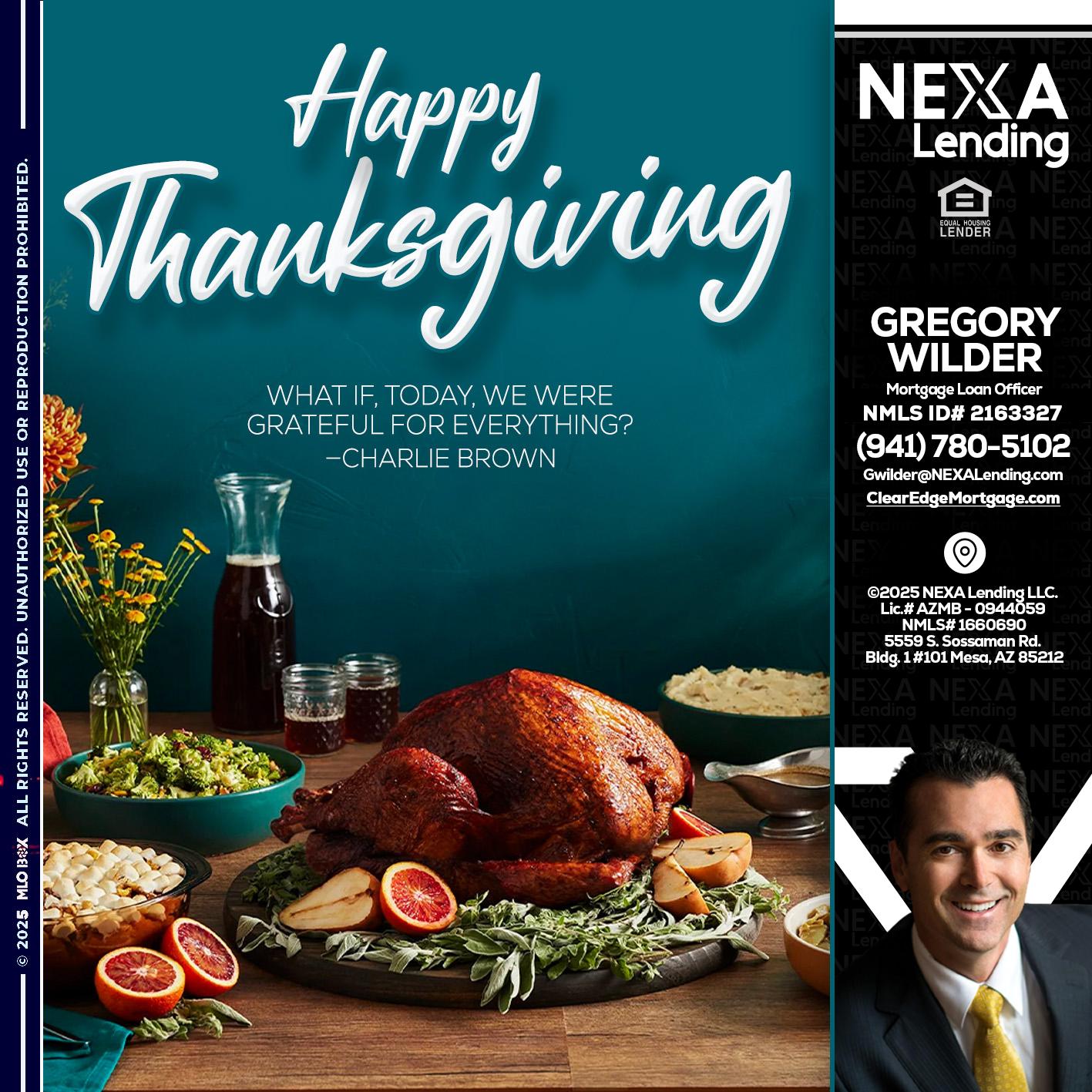 happy Thanksgiving - Gregory Wilder -Mortgage Loan Officer