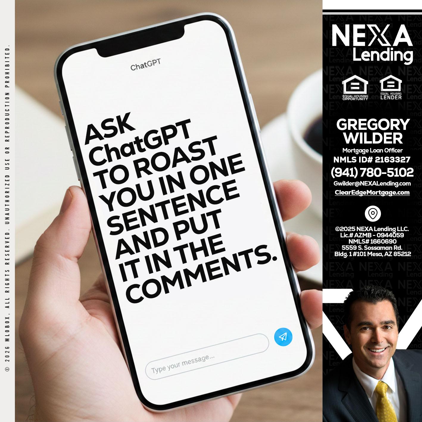 ask chatgpt - Gregory Wilder -Mortgage Loan Officer