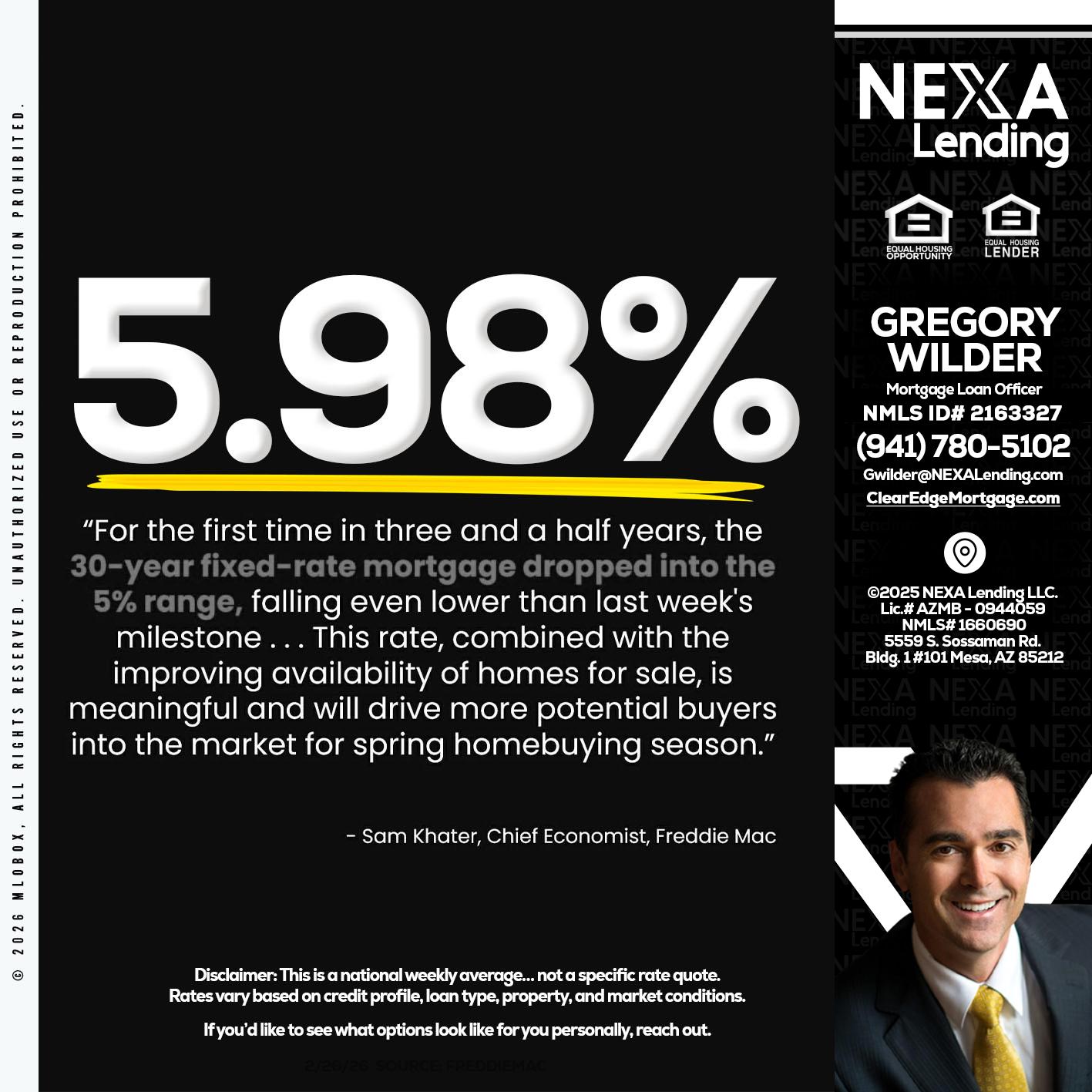 5.98% - Gregory Wilder -Mortgage Loan Officer