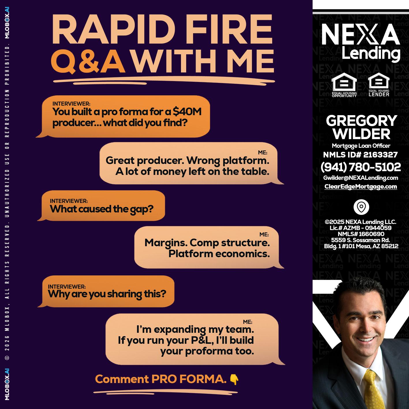 RAPID FIRE - Gregory Wilder -Mortgage Loan Officer