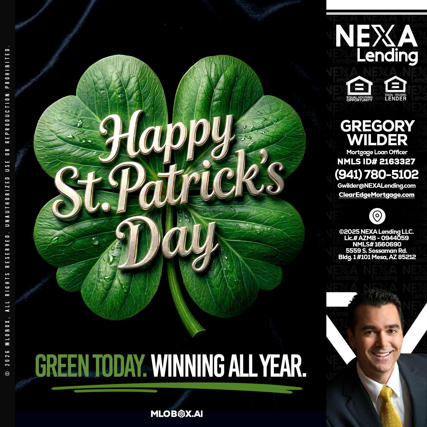 happy st. Patricks day - Gregory Wilder -Mortgage Loan Officer