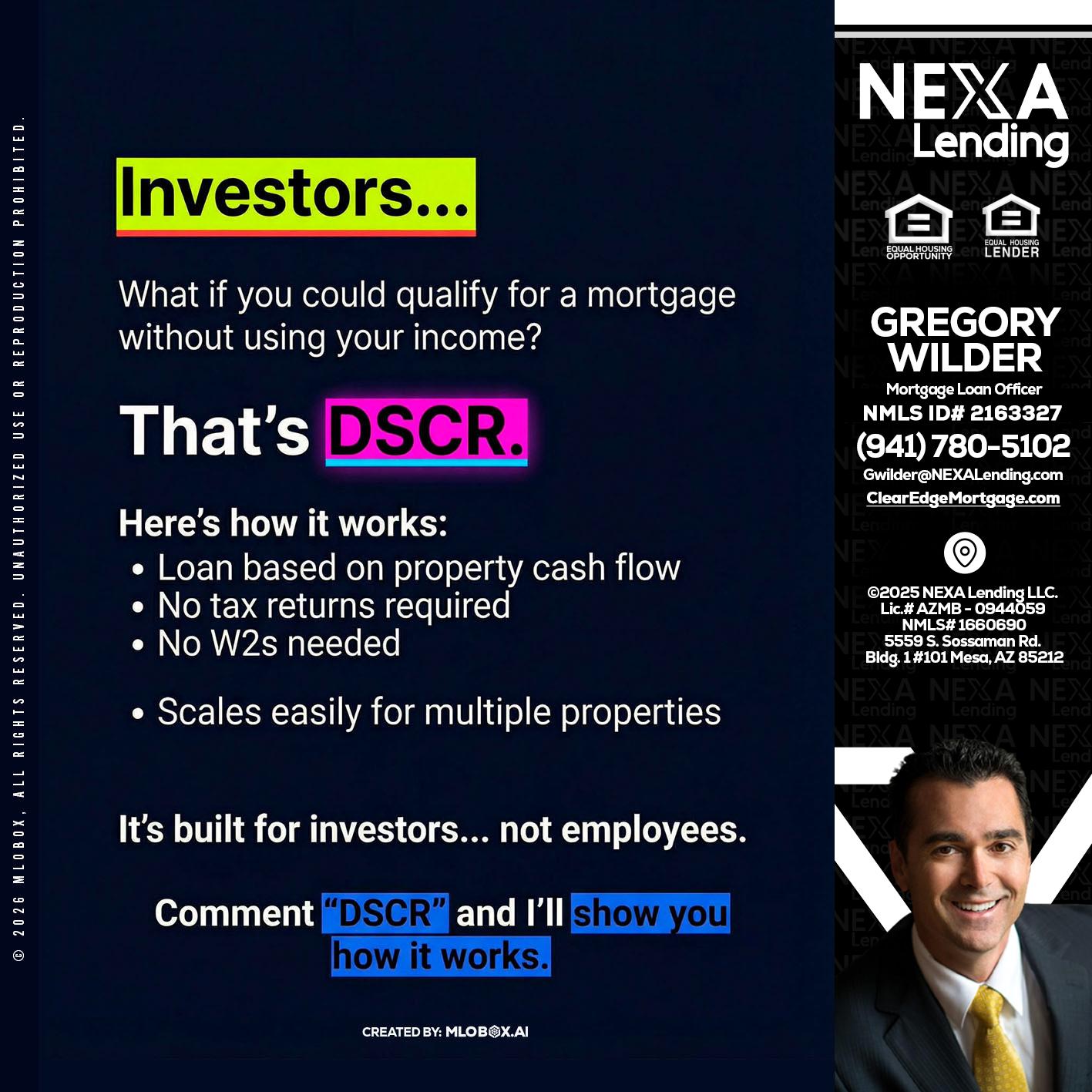 INVESTORS - Gregory Wilder -Mortgage Loan Officer