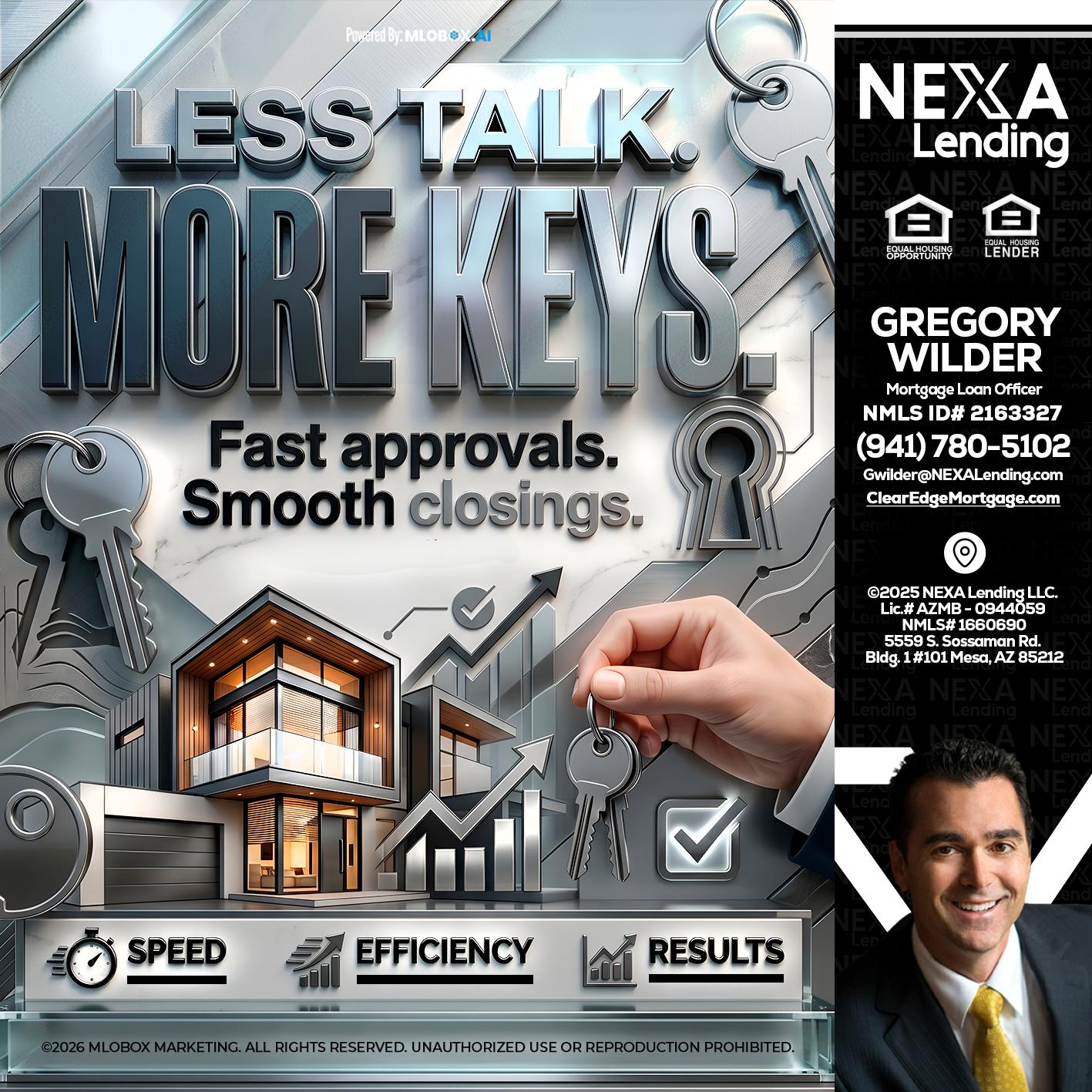 LESS TALK, MORE KEYS! - Gregory Wilder -Mortgage Loan Officer