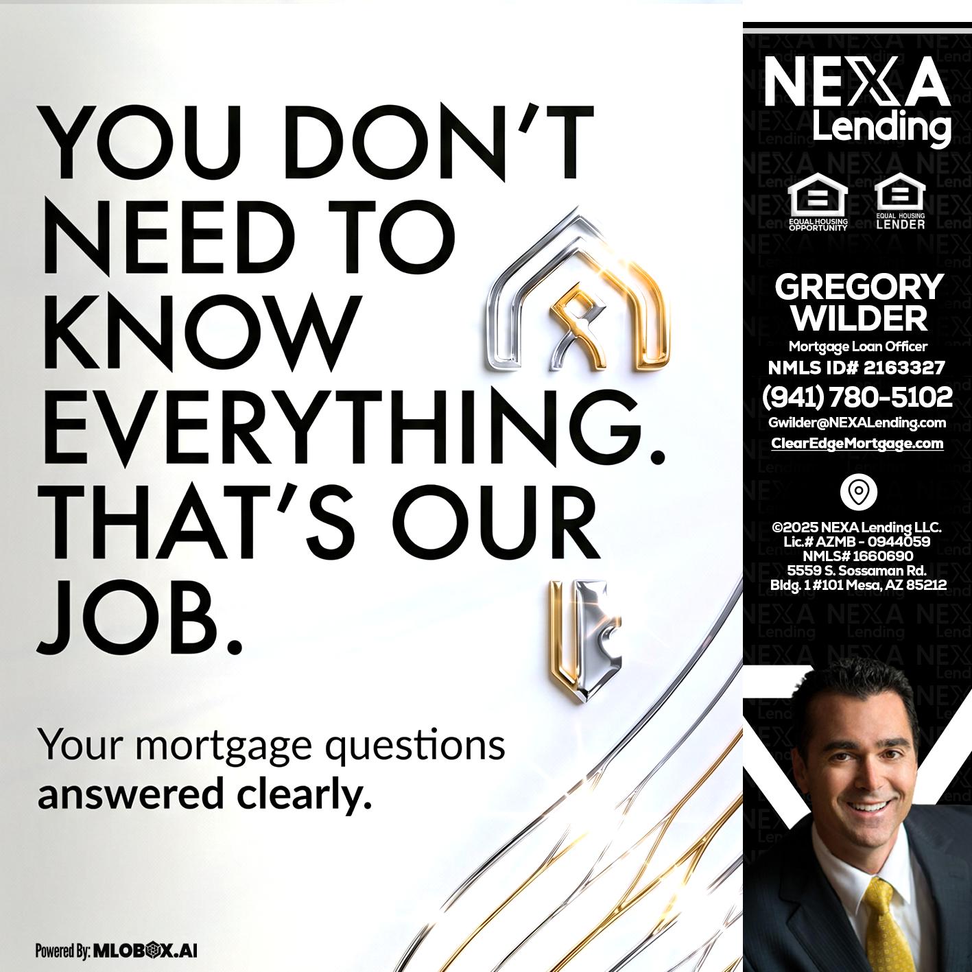 THAT IS OUR JOB - Gregory Wilder -Mortgage Loan Officer