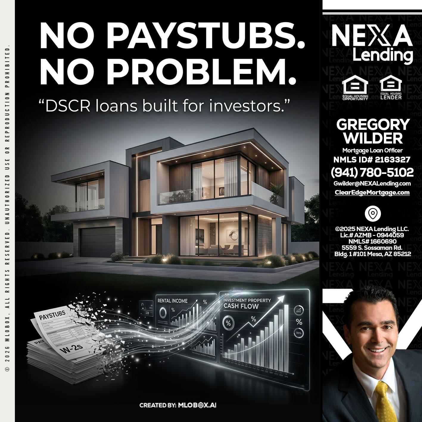 no paystub - Gregory Wilder -Mortgage Loan Officer