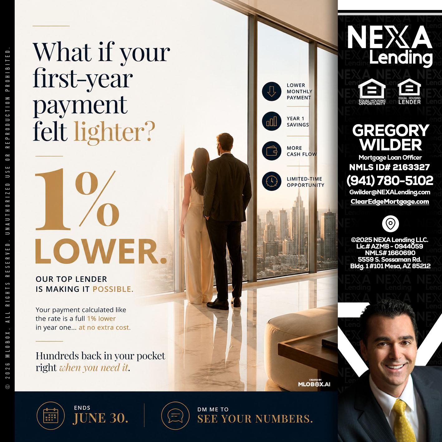 1% lower - Gregory Wilder -Mortgage Loan Officer