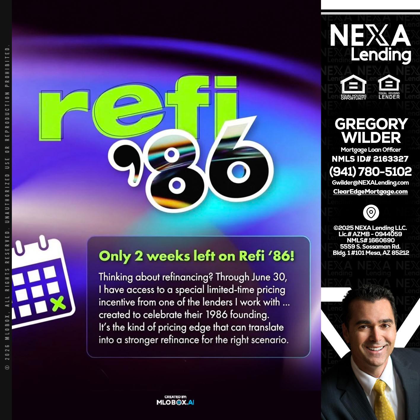 REFI 86 - Gregory Wilder -Mortgage Loan Officer