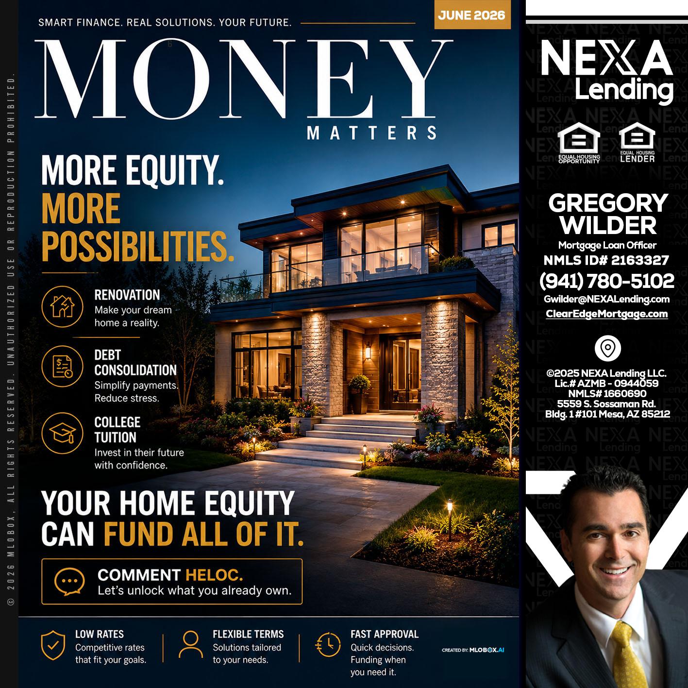 MONEY MATTERS - Gregory Wilder -Mortgage Loan Officer