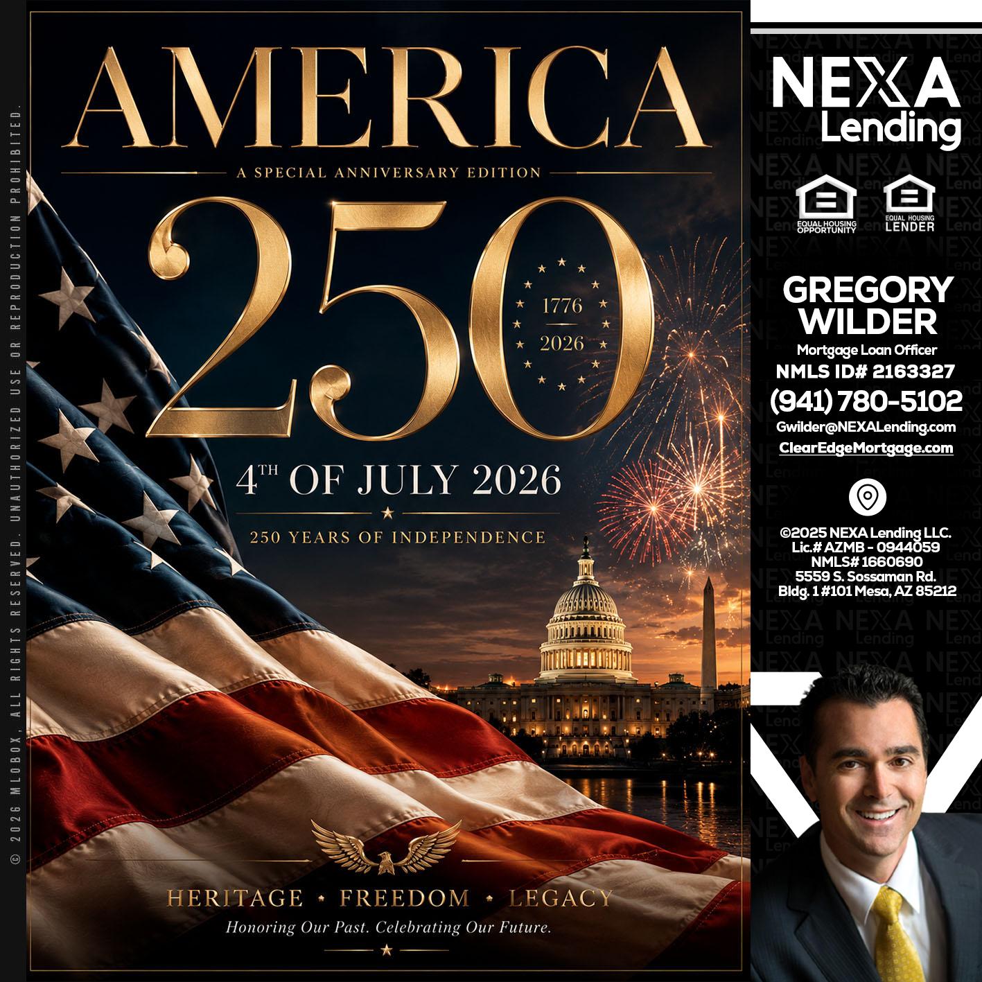 AMERICA 250 TH - Gregory Wilder -Mortgage Loan Officer