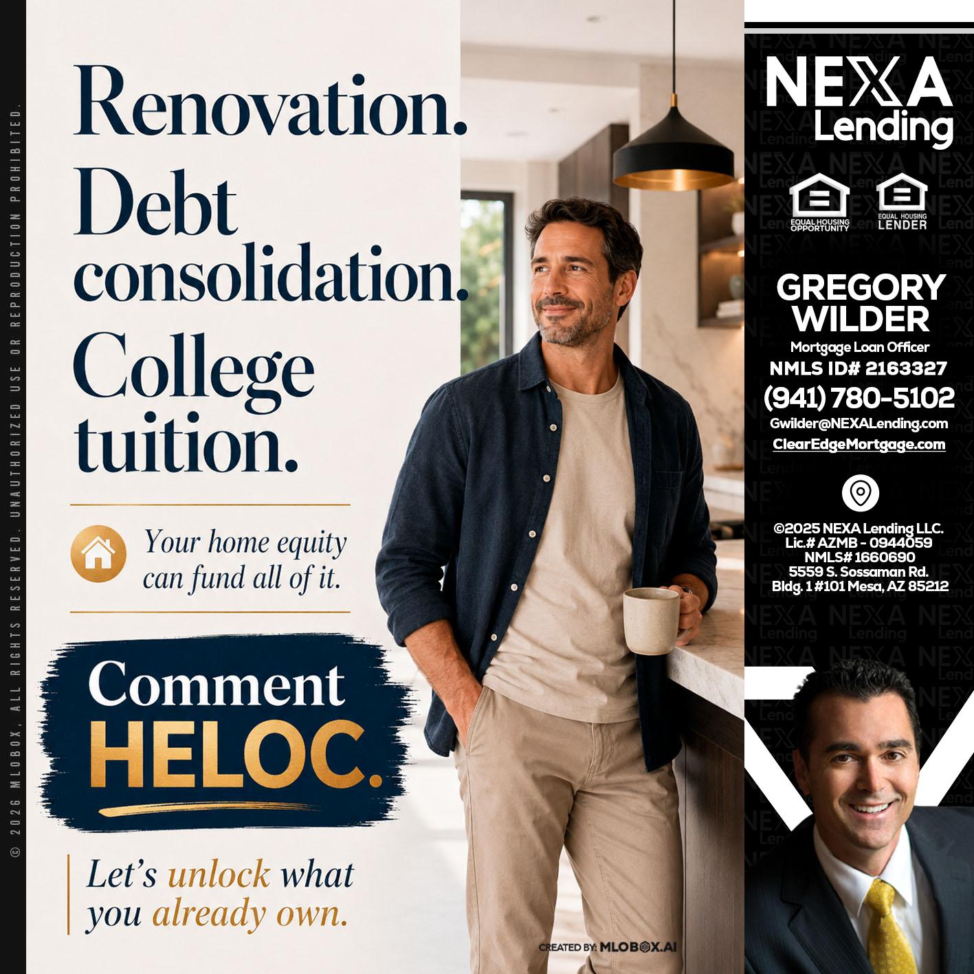 RENOVATION DEBT - Gregory Wilder -Mortgage Loan Officer