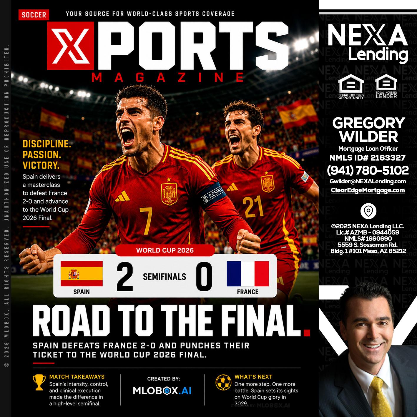 XPORTS WORLD CUP 2026 - Gregory Wilder -Mortgage Loan Officer