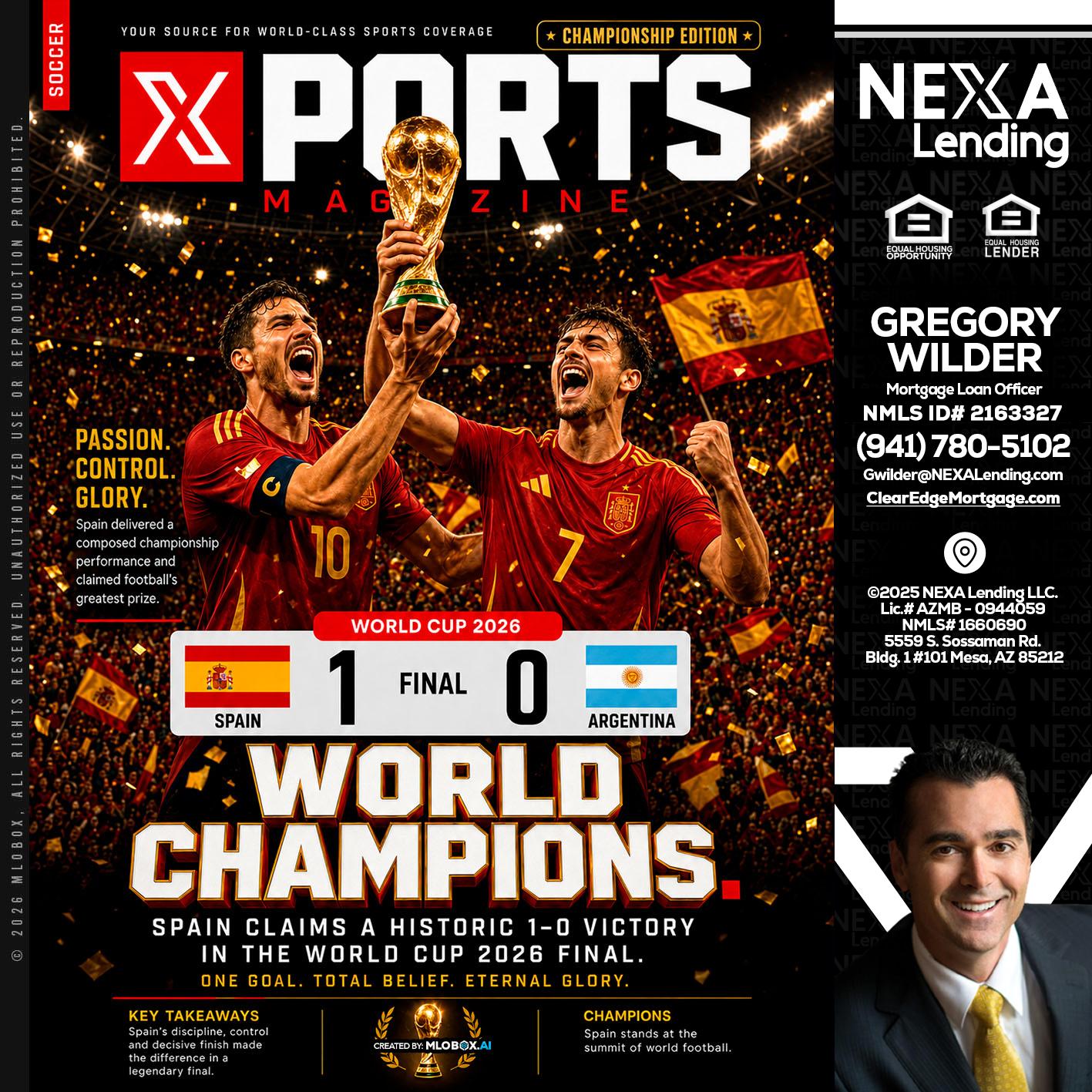 SPAIN CHAMPION - Gregory Wilder -Mortgage Loan Officer