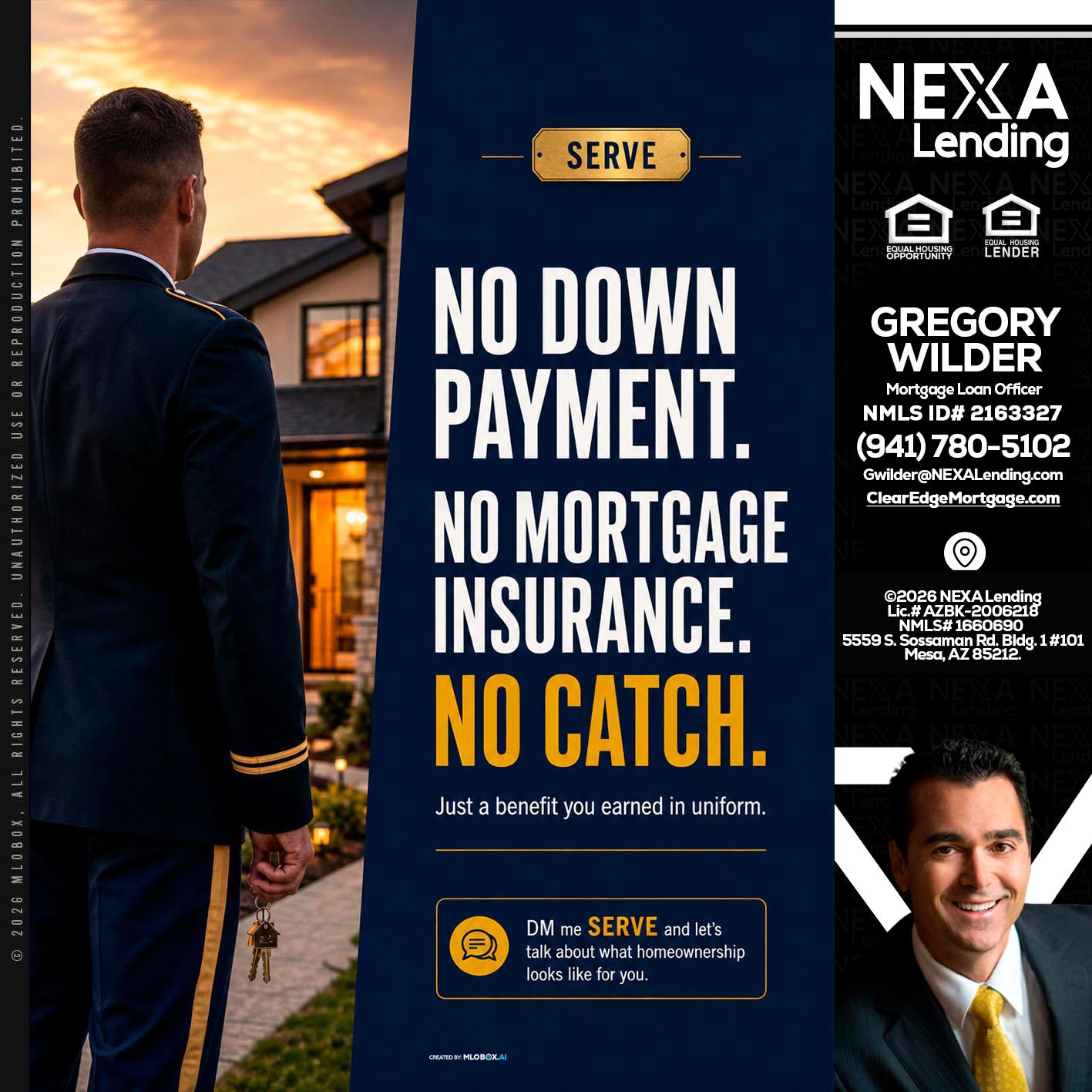 NO DOWN PAYMENT - Gregory Wilder -Mortgage Loan Officer